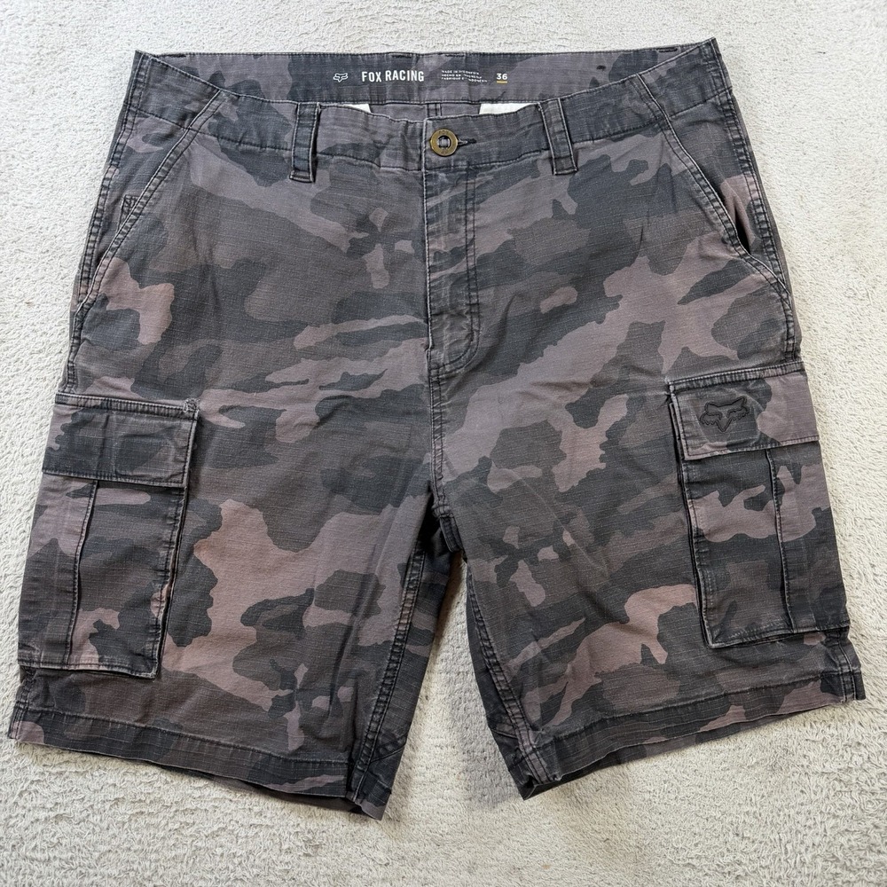 Fox Racing Shorts Mens 36 Black Camo Cargo Streetwear Motocross Y2K Casual